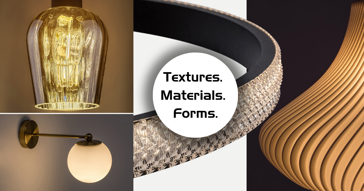 Textúry, tvary a materiály vo svete svietidiel